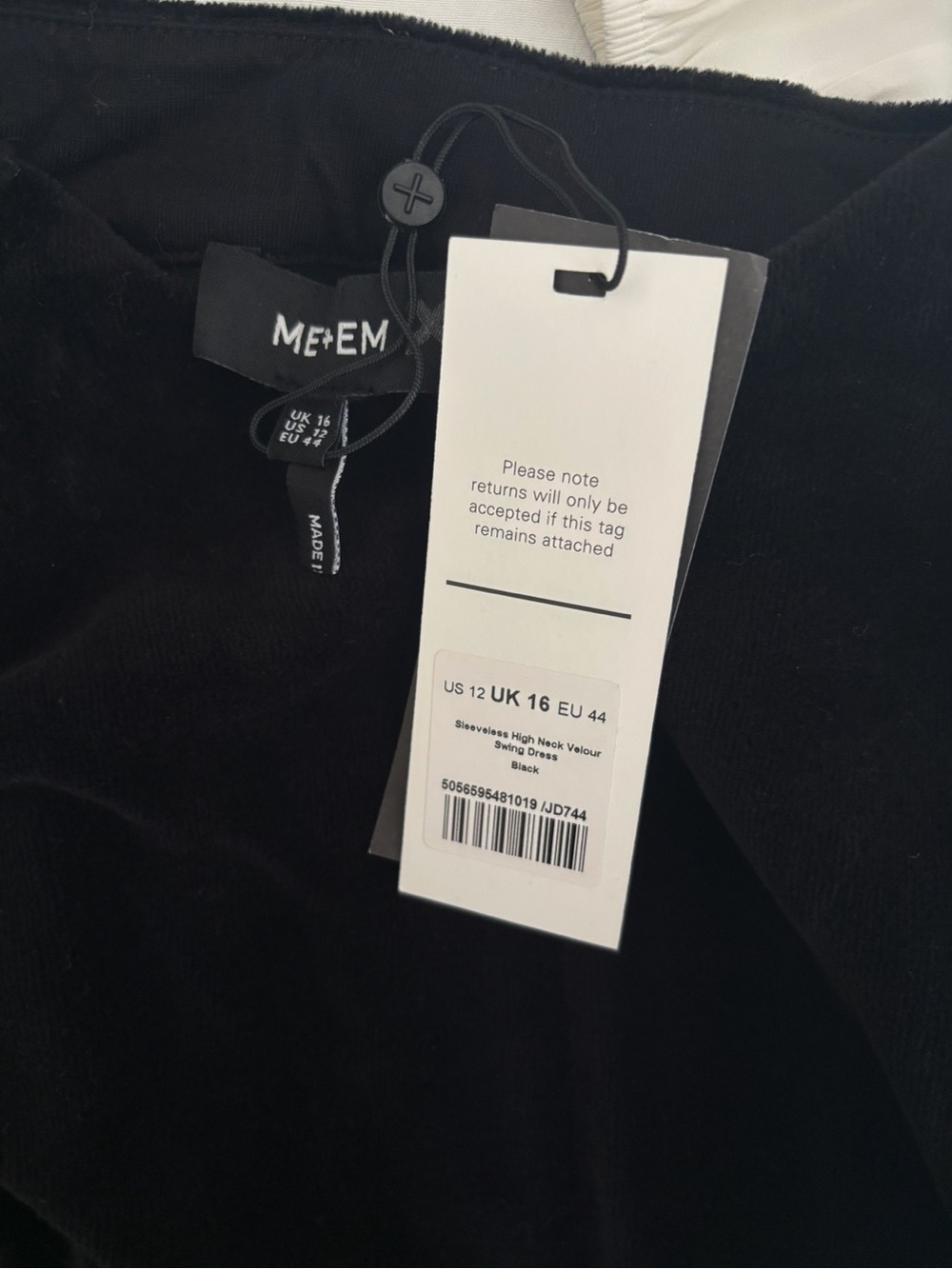 ME+EM Women's Black Sleeveless High Neck Stretch Velour Swing Dress Sz 12 NEW - Picture 6 of 8